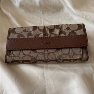 Coach Signature Brown and Tan Clutch